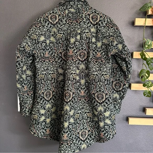 Free People We The Free Tapestry Fog Jacquard Shirt Jacket XS Boho Oversized - Picture 10 of 12